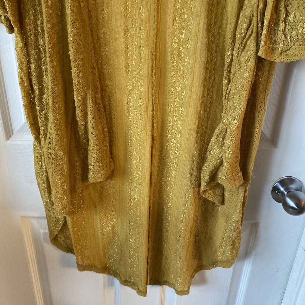 Lularoe Beach Cover Up Women’s Size Medium Yellow Ochre Open Front - Picture 5 of 10